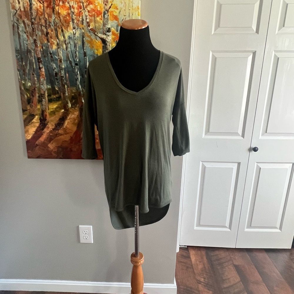 Express Olive Green 3/4 sleeve Tunic Shirt